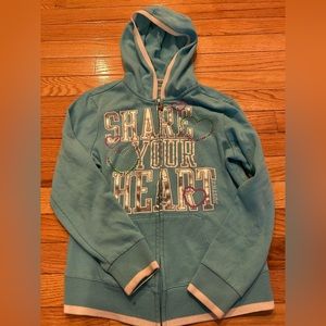 Girls Zip Down Justice Hoodie Size 10 60% Cotton, 40% Polyester